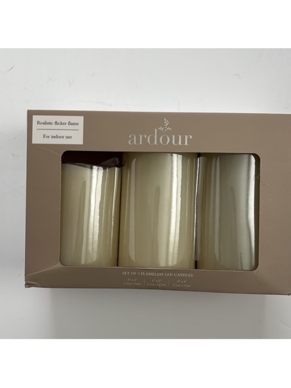 Arden Flameless Flickering LED Pillar Candle Set of 3